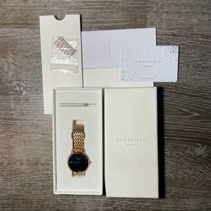 Rosefeild AMS NYC Womens Rose Gold ￼ Black Chain Watch